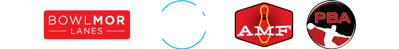 brand logos. Bowlmor Lanes, Bowlero, AMF, and PBA