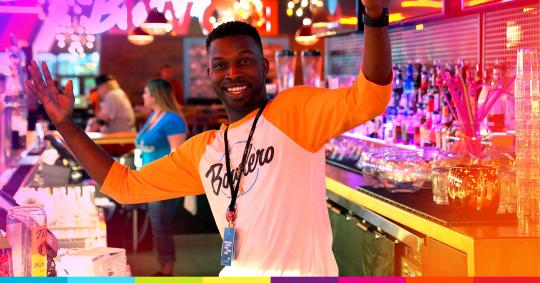 Excited bartender