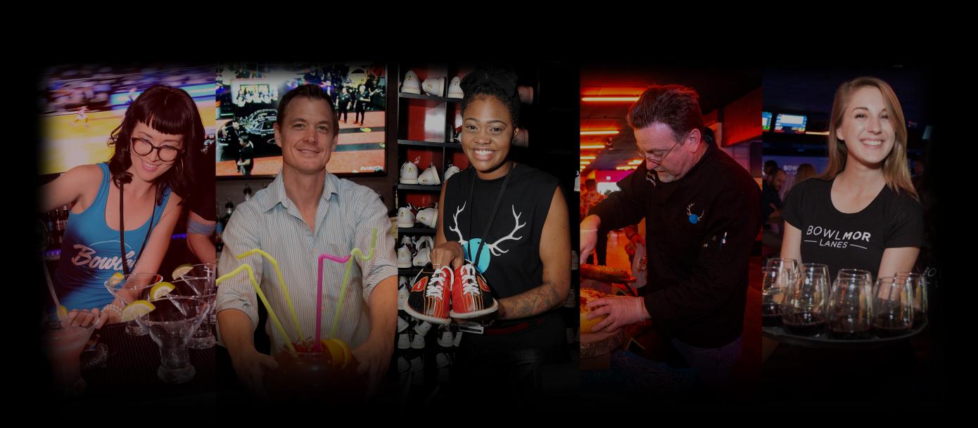 layout of our employees smiling